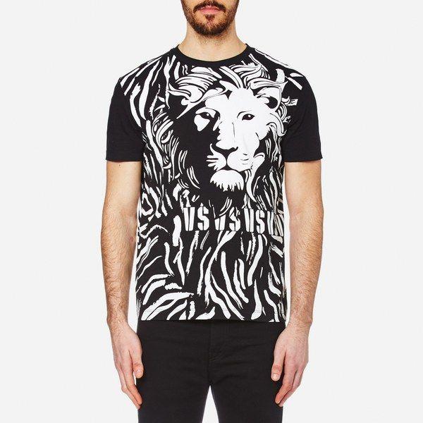 Shirt with Lion Logo - Versus Versace Men's Lion Large Logo T-Shirt - Black/White - Free UK ...