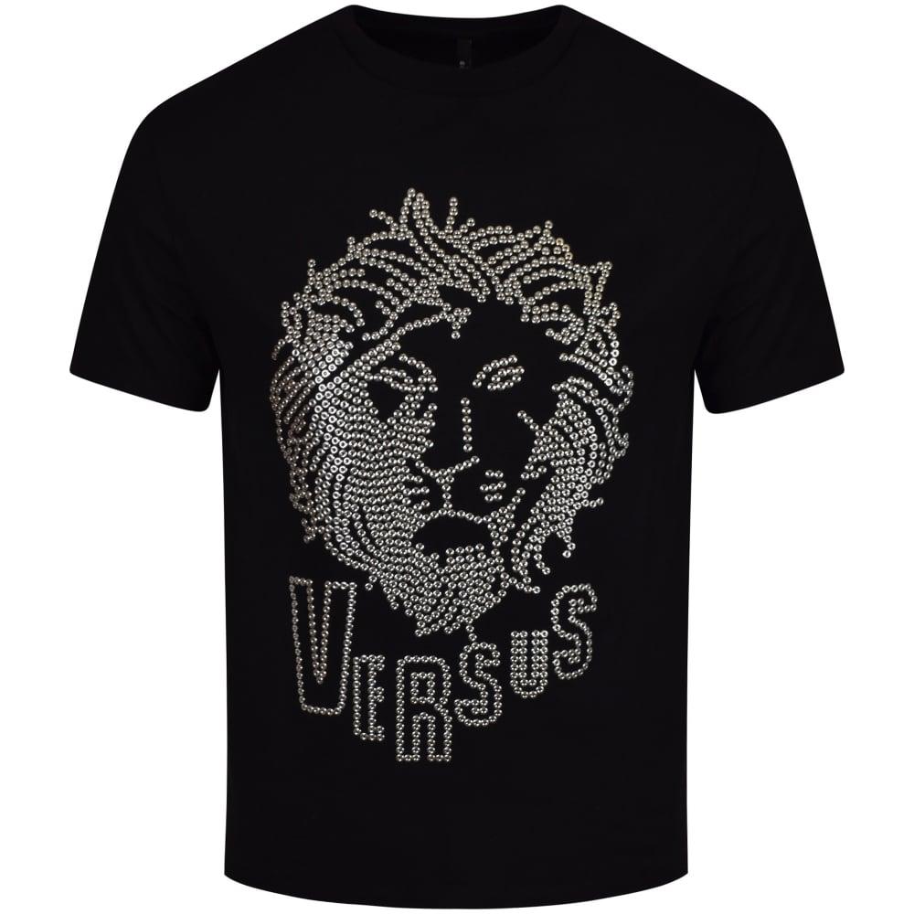 Shirt with Lion Logo - VERSUS VERSACE Versus Versace Black Studded Lion Logo T-Shirt - Men ...