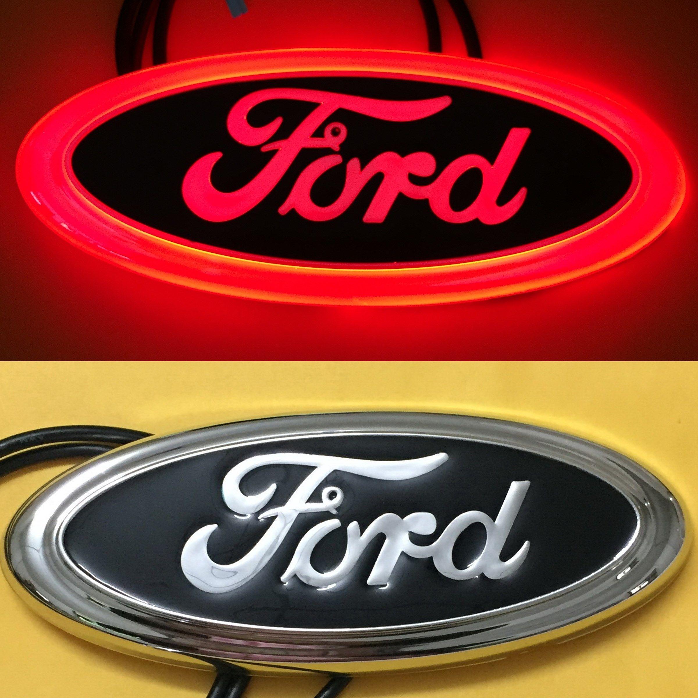 Red Oval Auto Logo - 4D LED Car Tail Logo Red Light for Ford Focus Mondeo Kuga Auto Badge