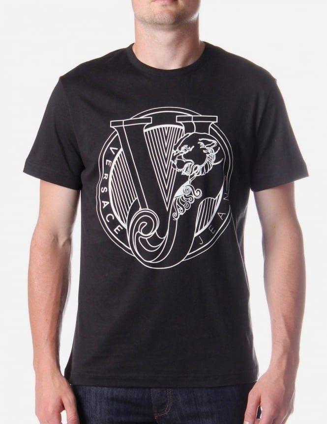 Shirt with Lion Logo - Lion Logo Print Men's T-shirt Black