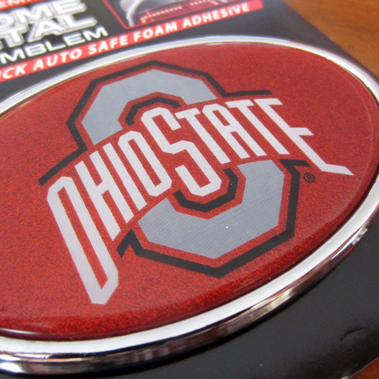 Red Oval Auto Logo - GLITTER Ohio State logo Oval Auto Emblem. Detailed Ohio State