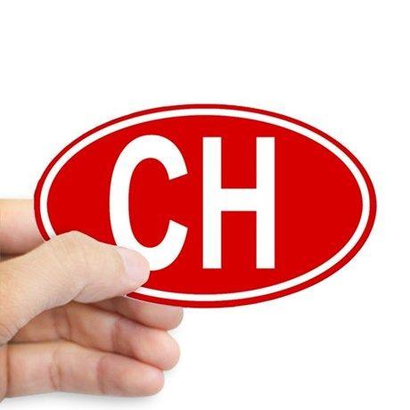 Red Oval Auto Logo - Swiss CH red oval auto sticker