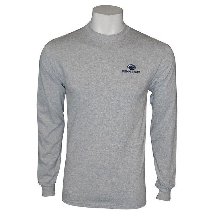 Shirt with Lion Logo - Embroidered Nittany Lion Logo Long Sleeve Gray T-Shirt