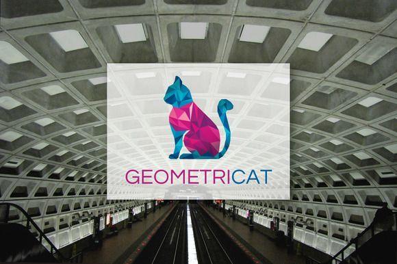 Animal with a Red and White Triangle Logo - Geometric Cat by CongruentGraphics on Creative Market cat