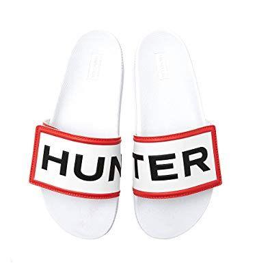 White Red Fashion Logo - Hunter Mens Original Adjustable Logo Sliders White Red Fashion ...