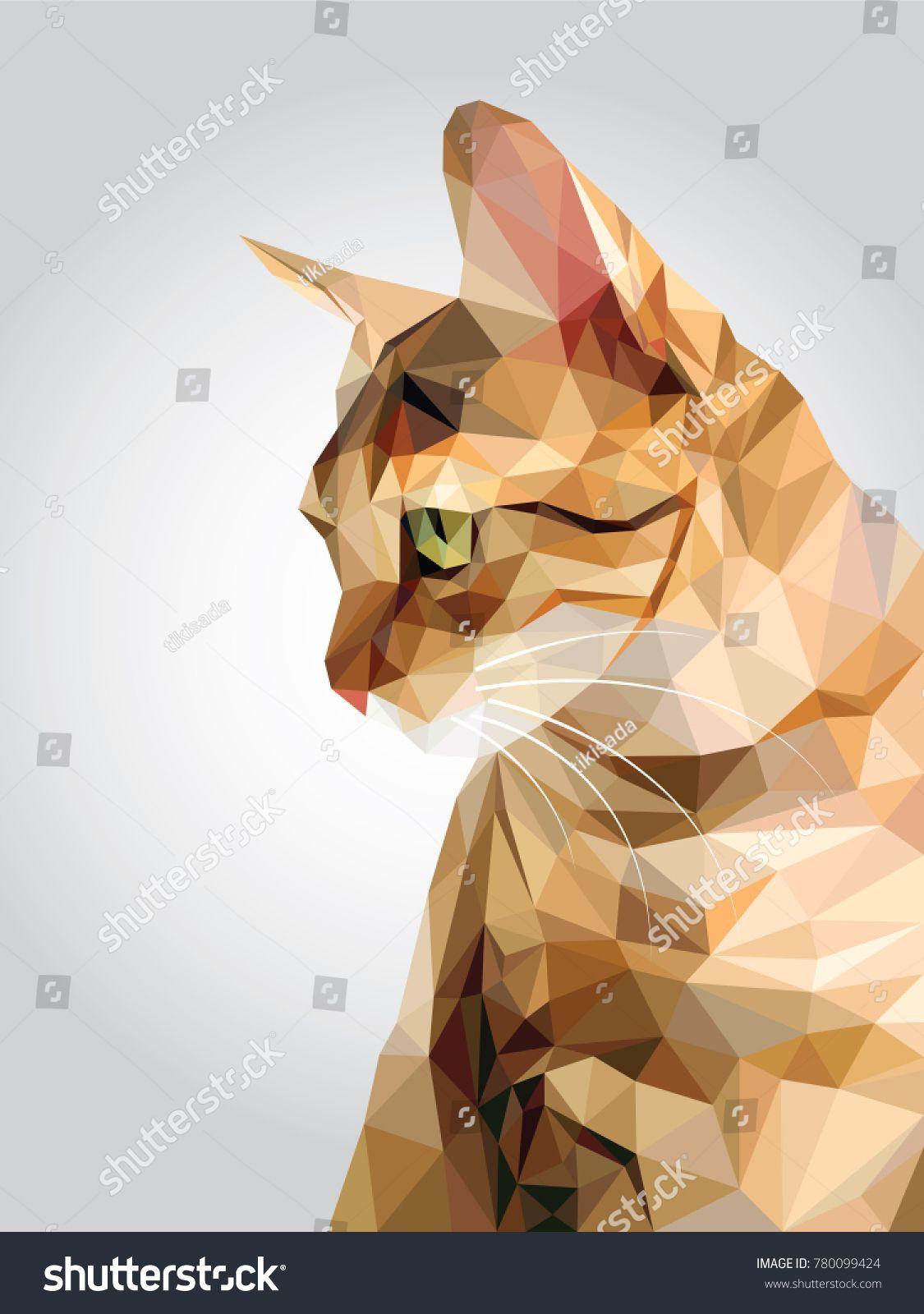 Animal with a Red and White Triangle Logo - Tabby brown cat green eyes isolated on white background, red orange ...