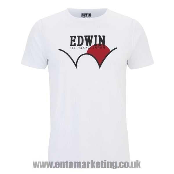 White Red Fashion Logo - Shop Edwin Fashion Man's White Fuji Logo T Shirt At Mechtopia.org.uk