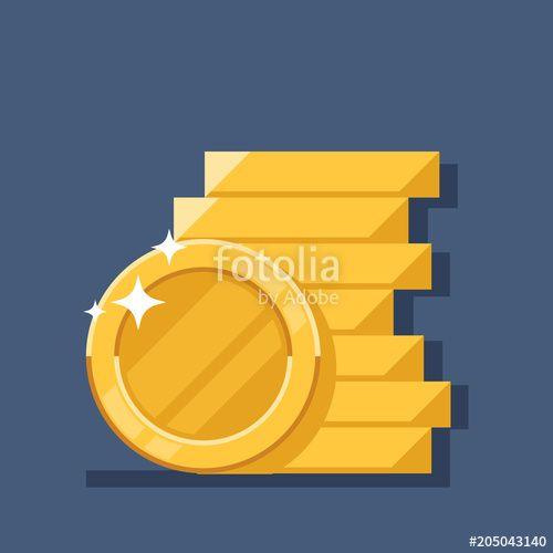 Golden Penny Logo - Coins stack vector illustration. Flat coin money stacked icon