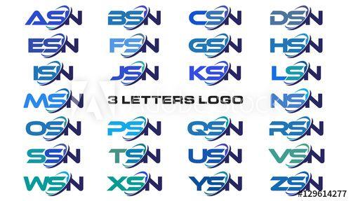 Modern MSN Logo - 3 letters modern generic swoosh logo ASN, BSN, CSN, DSN, ESN, FSN ...