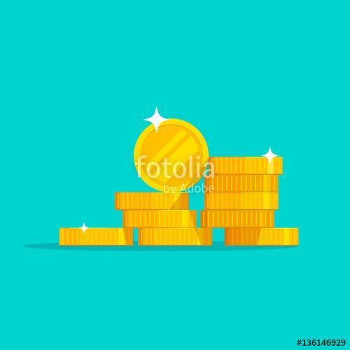 Golden Penny Logo - Coins stack vector illustration, flat coin money stacked icon flat