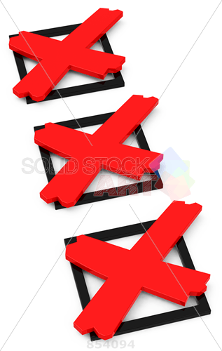 3D Red X Logo - Stock Photo of Three 3d vector black tick boxes with red x marks ...