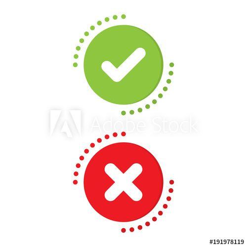 3D Red X Logo - Green check mark and red X mark Right and Wrong. Vector illustration ...