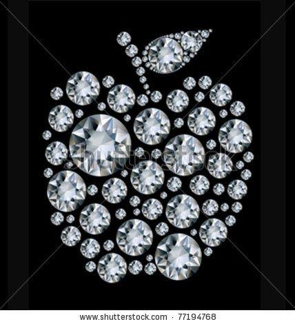 Apple Diamond Logo - illustration Diamond apple on black background | vale love ...