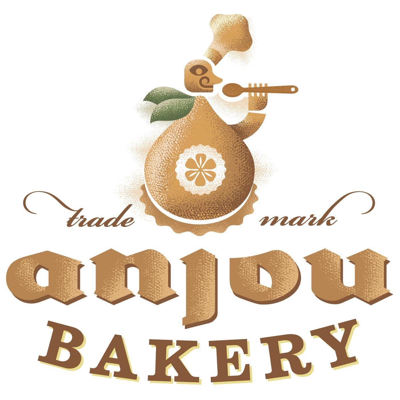 Tan and Green Logo - Gardner Design - Anjou Bakery logo design. The image of a pear and a ...