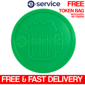 Drink Green Circle Logo - BEER EMBOSSED PLASTIC GREEN TOKENS DRINK WEDDING BAR PARTY EVENT ...