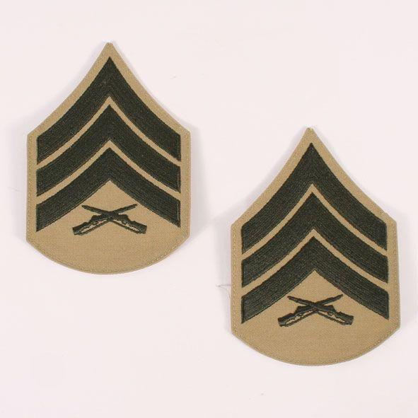 Tan and Green Logo - USMC Sergeant Stripes Green on Tan for khaki shirt