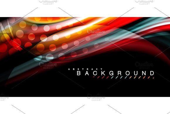 Multicolored Wave Logo - Multicolored wave lines on black background design ~ Illustrations ...