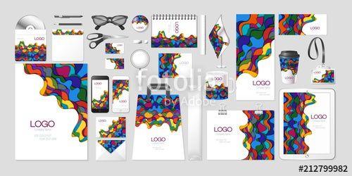 Multicolored Wave Logo - Vector set kit collection corporate identity mockup mock up abstract