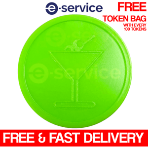 Drink Green Circle Logo - EMBOSSED PLASTIC TOKENS NEON GREEN LIME COCKTAIL DRINK WEDDING BAR