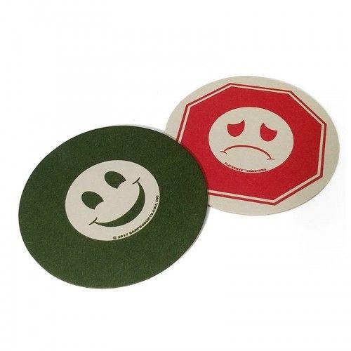 Drink Green Circle Logo - Flipserve™ Drink Coasters - Red Stop and Green Go - 4
