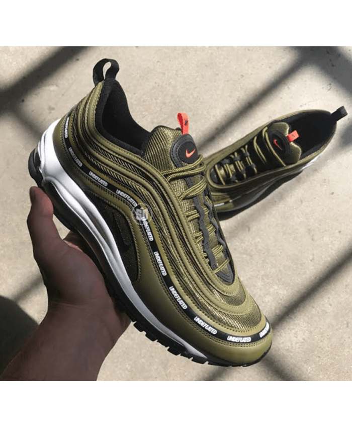 Olive Green and White Logo - Mens Shoes Nike Air Max 97 Olive Green White Pink Logo
