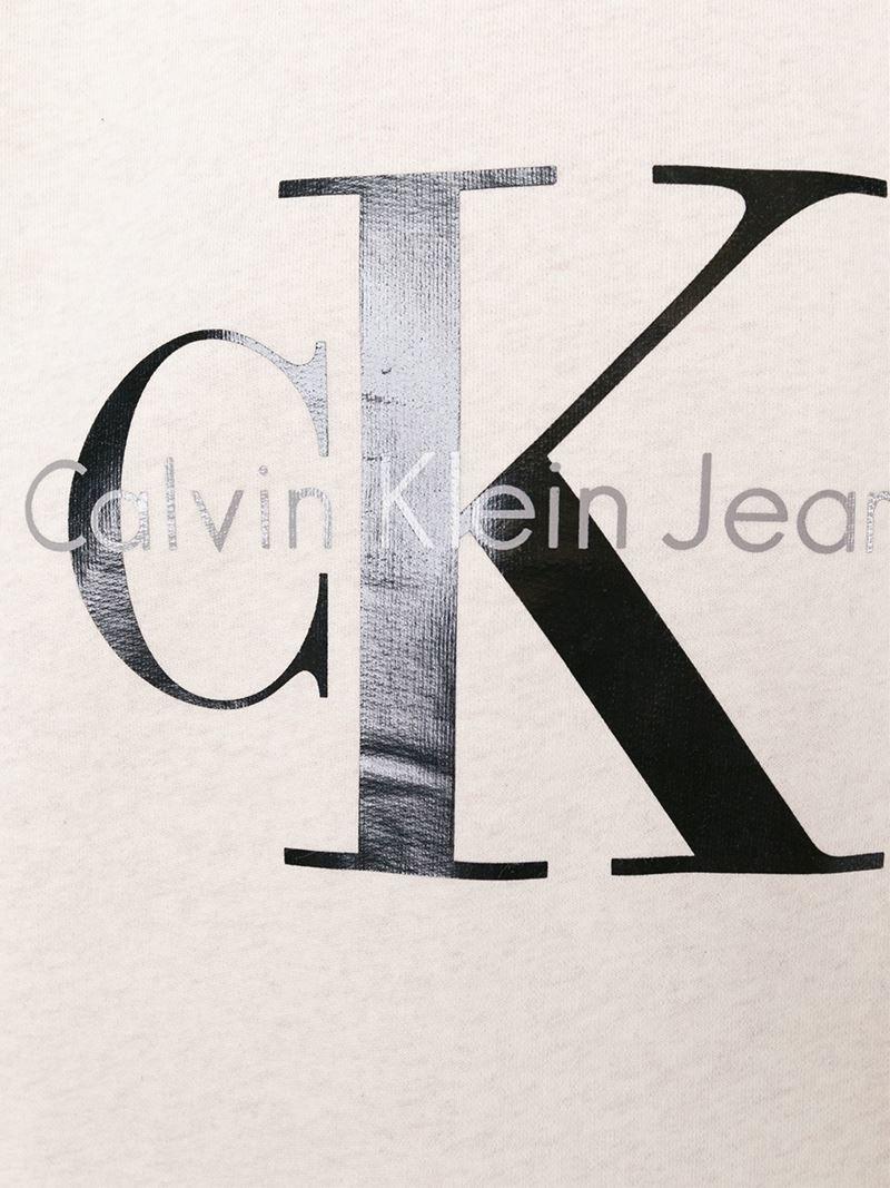 Calvin Klein Jeans Logo - Calvin Klein Logo Print Sweatshirt in Natural