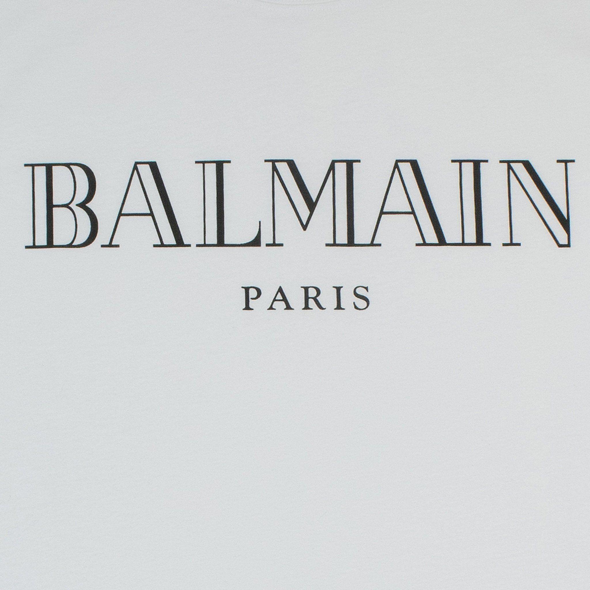 Balmain Logo - Balmain Logo Print T Shirt White Black – Crepslocker