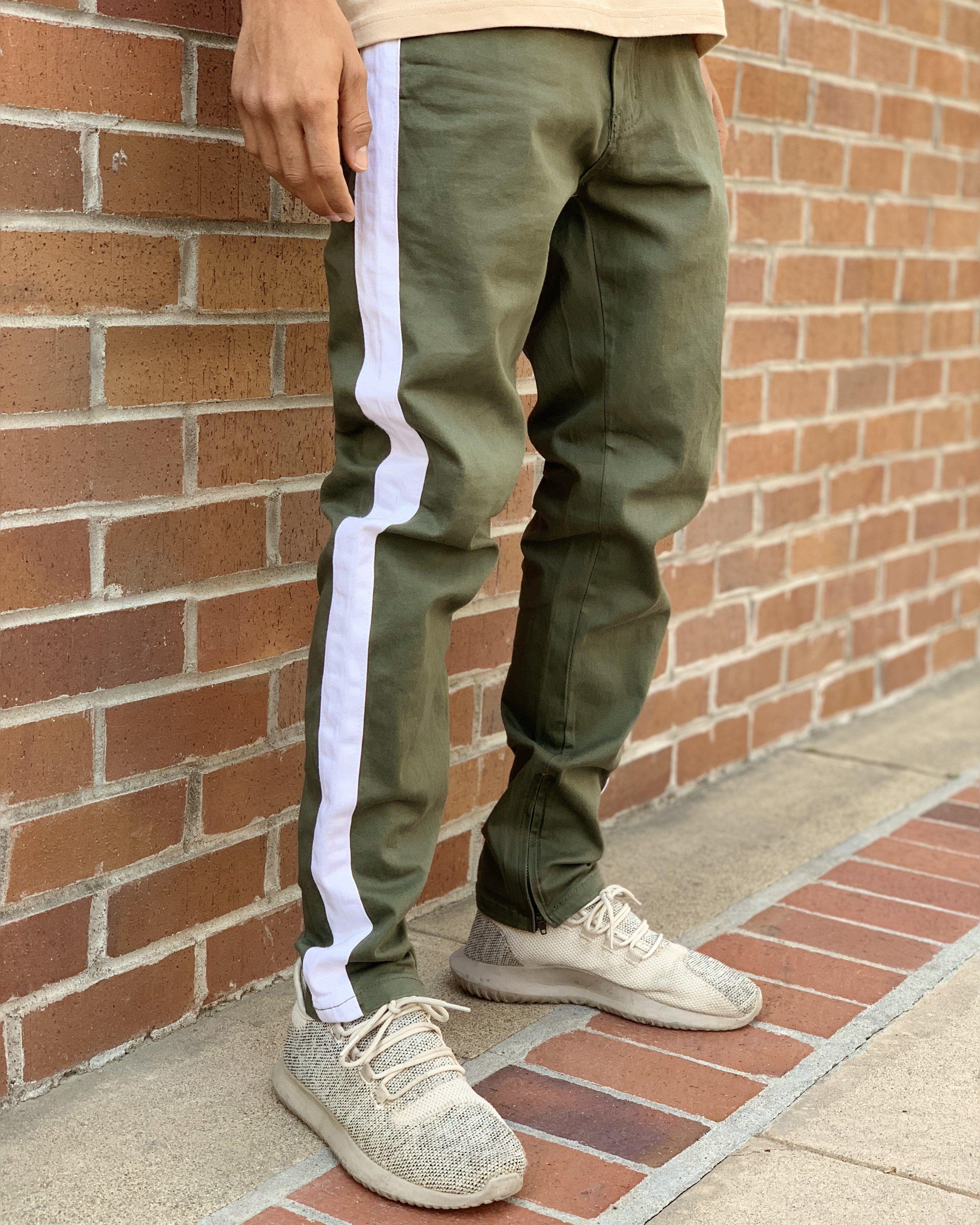Olive Green and White Logo - Olive Green/White Jeans – Fittz Apparel
