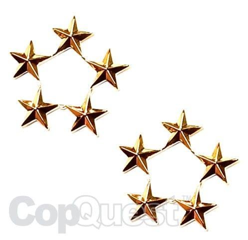 Gold Star in Circle Logo - Collar Rank Insignia - 5 Stars - Circle Formation - 15% Off