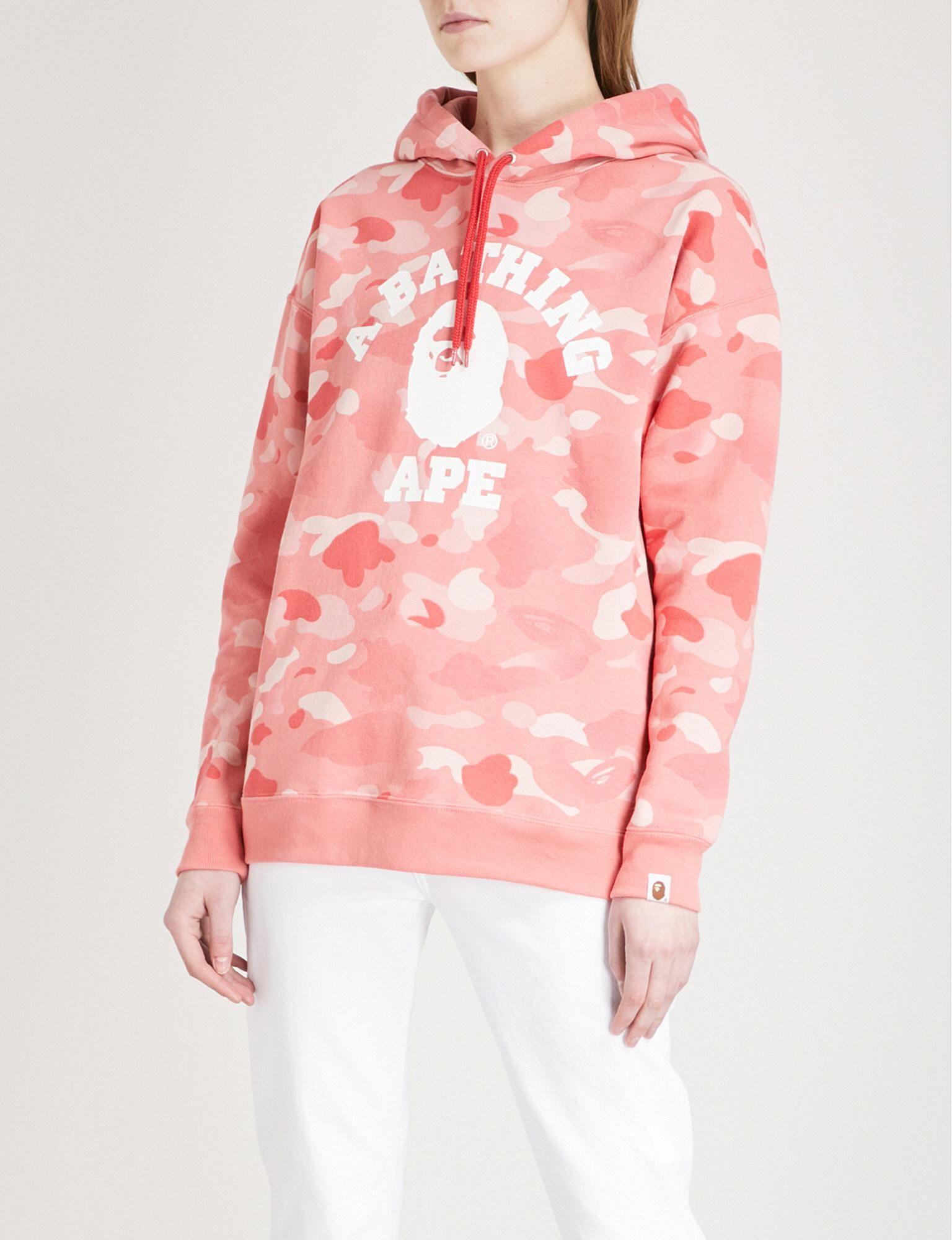Bathing Ape Pink Logo - A Bathing Ape Camouflage-print Cotton-jersey Hoody in Pink - Lyst