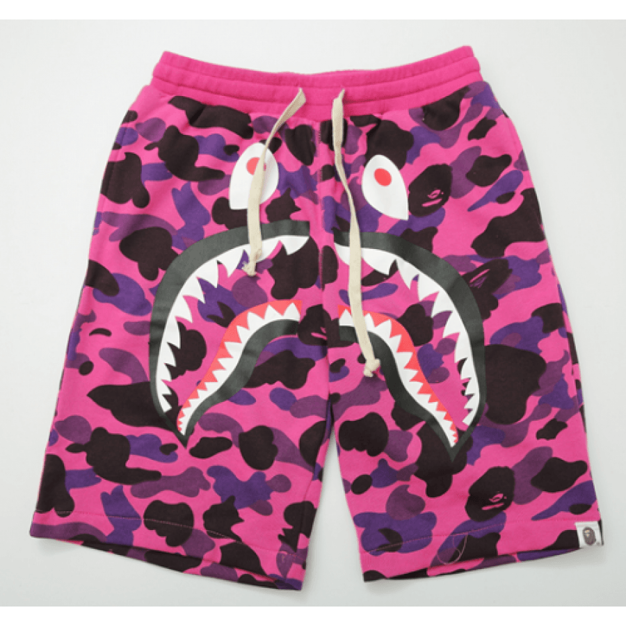 Bathing Ape Pink Logo - A Bathing Ape Shark Mouth Shorts (Purple)