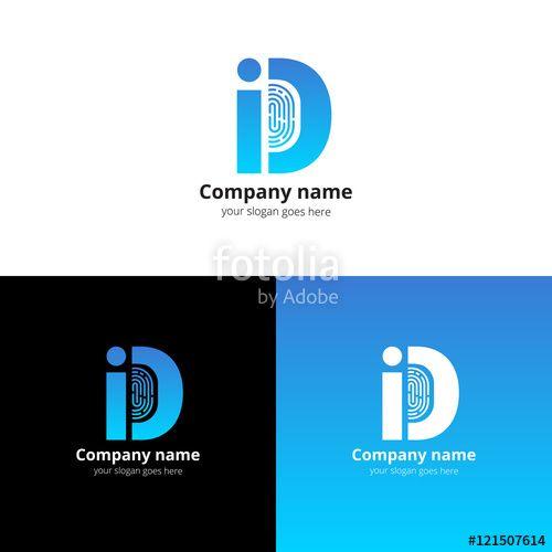 ID Logo - ID vector logo with Fingerprint template. The blue letter i and d ...