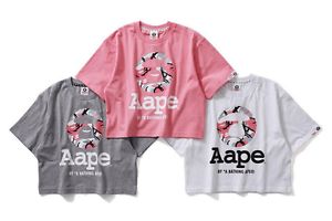 Bathing Ape Pink Logo - AAPE GIRLS BY BATHING APE CAMO LOGO CROPPED TEE T SHIRT PINK SIZE X