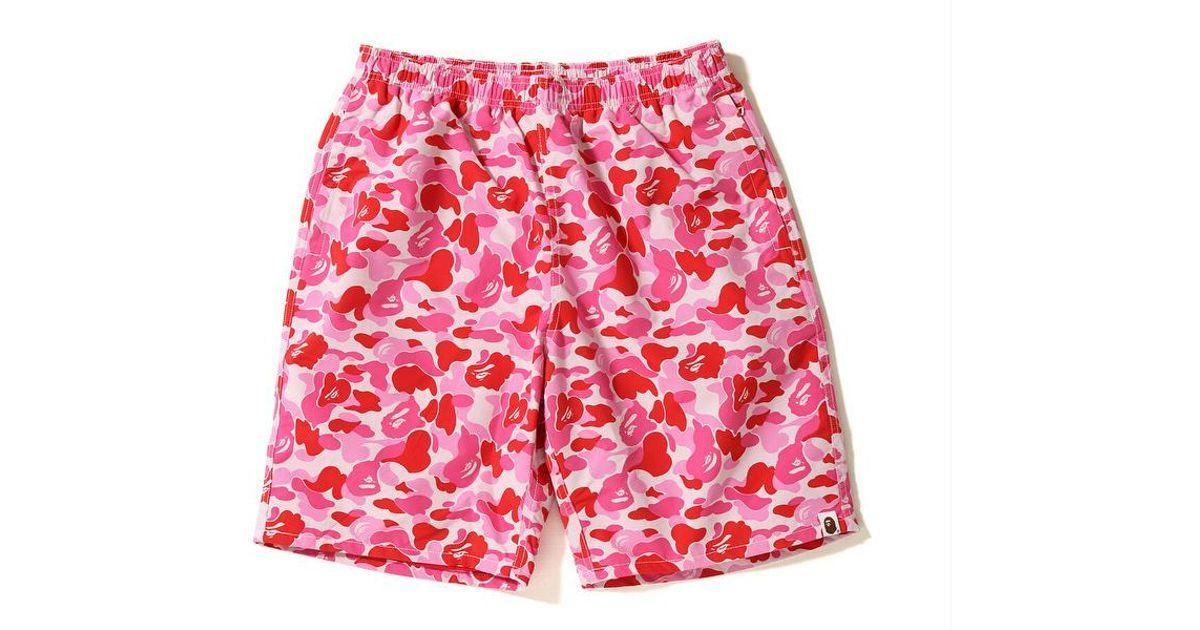Bathing Ape Pink Logo - Lyst - A Bathing Ape Abc Beach Shorts Pink in Pink for Men