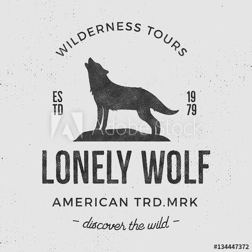 Old- Style Logo - Old wilderness label with wolf and typography elements. Vintage