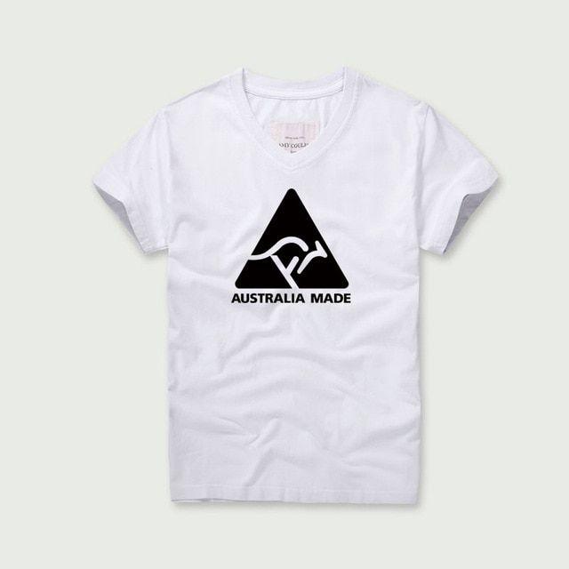 Kangaroo Triangle Logo - Summer Australia Made Printing T Shirt Fashion Short Sleeved