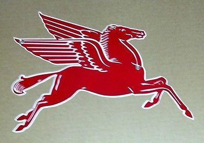 Old Red Horse Logo - FLYING RED HORSE PEGASUS FACING RIGHT WHITE TRIM 15.5 ...