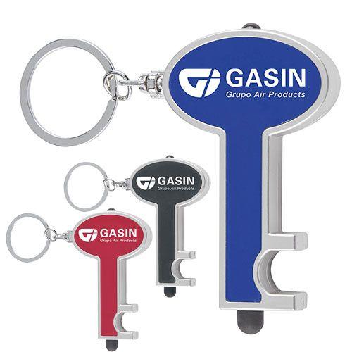 Tag Grupo Logo - Promotional skeleton key tag with LED & stylus - Promo Direct