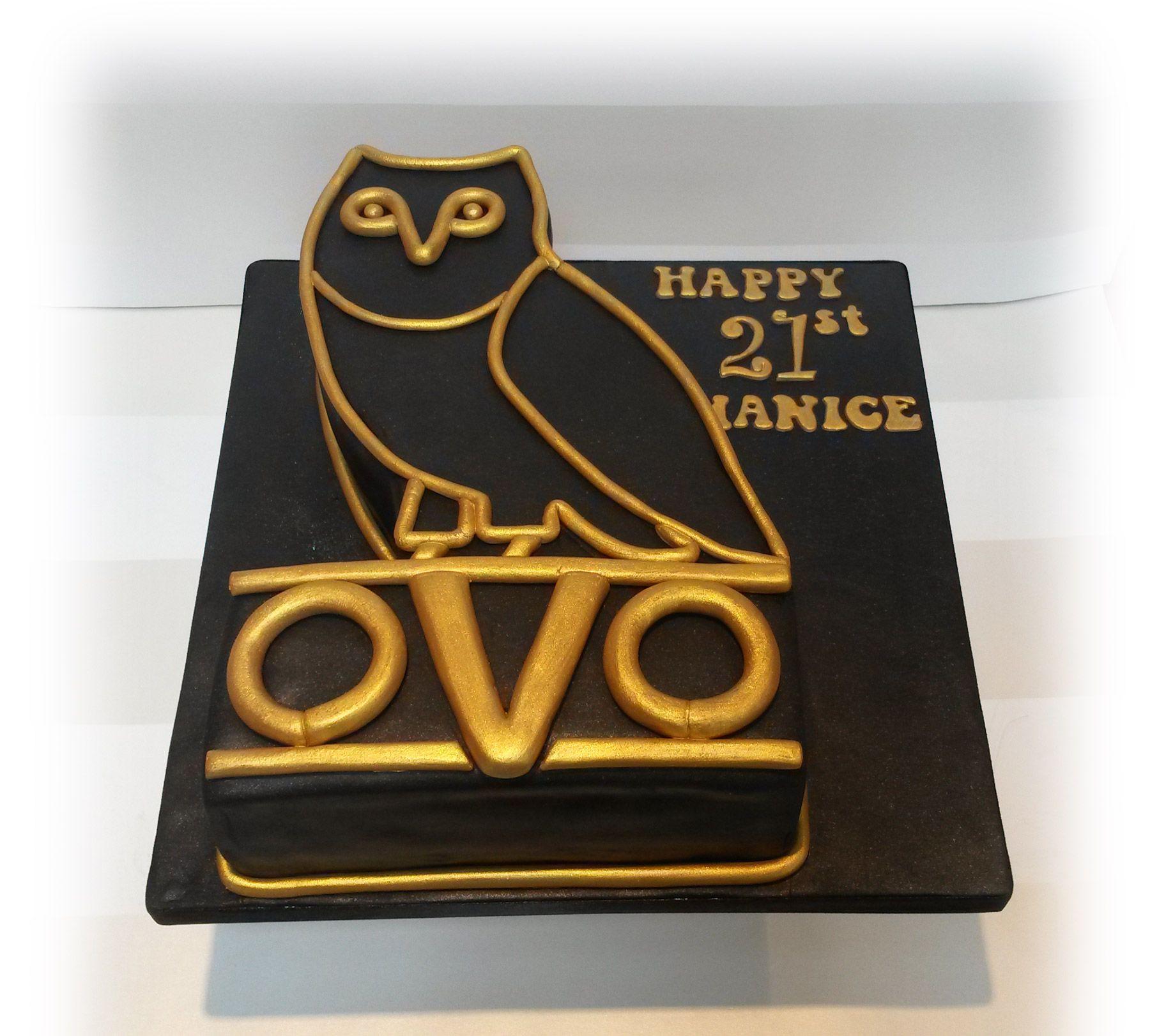 October's Very Own Logo - Drake themed cake with Owl logo 'October's Very Own' - Bakealous