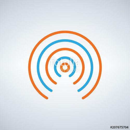 Orange Circle Wave Logo - WIFI signal circle waves Icon Vector flat design style in blue and ...