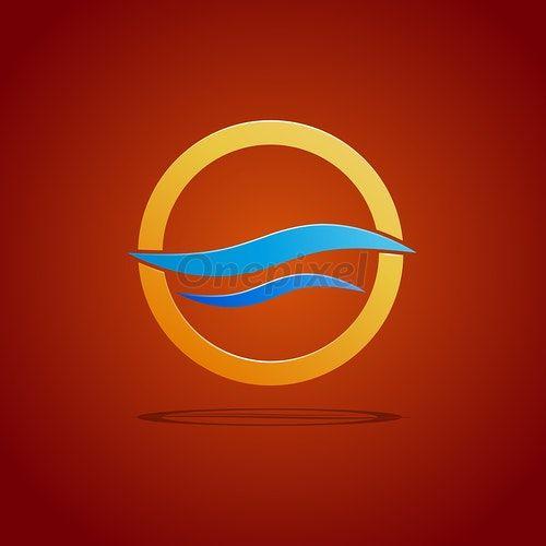 Orange Circle Wave Logo - Vector sign waves in the circle on orange background - 4248170 ...