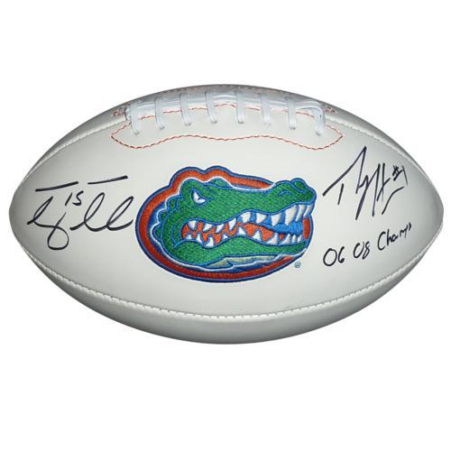 Go Gators Logo - Percy Harvin and Tim Tebow Autographed Florida Gators Logo Football ...