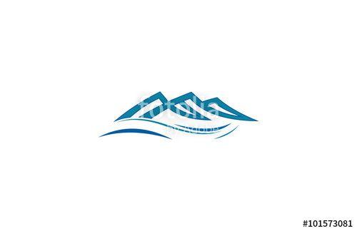 Wave and Mountain Logo - abstract mountain wave logo
