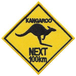 Australia Kangaroo Logo - Details about Kangaroo Next 100 km Australia Australian Symbol Road G'Day  Iron-On Patch #A076