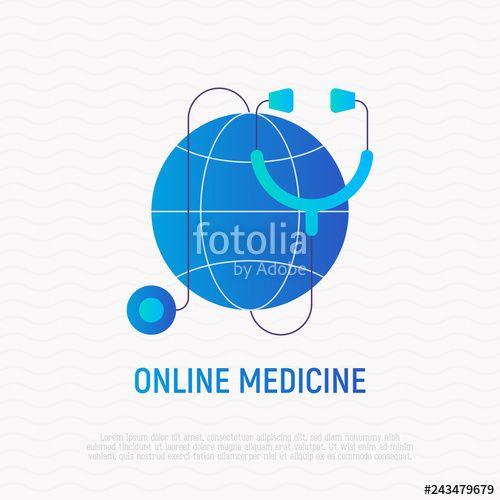 Modern Globe Logo - Logo for online medicine: stethoscope on globe. Flat gradient icon ...