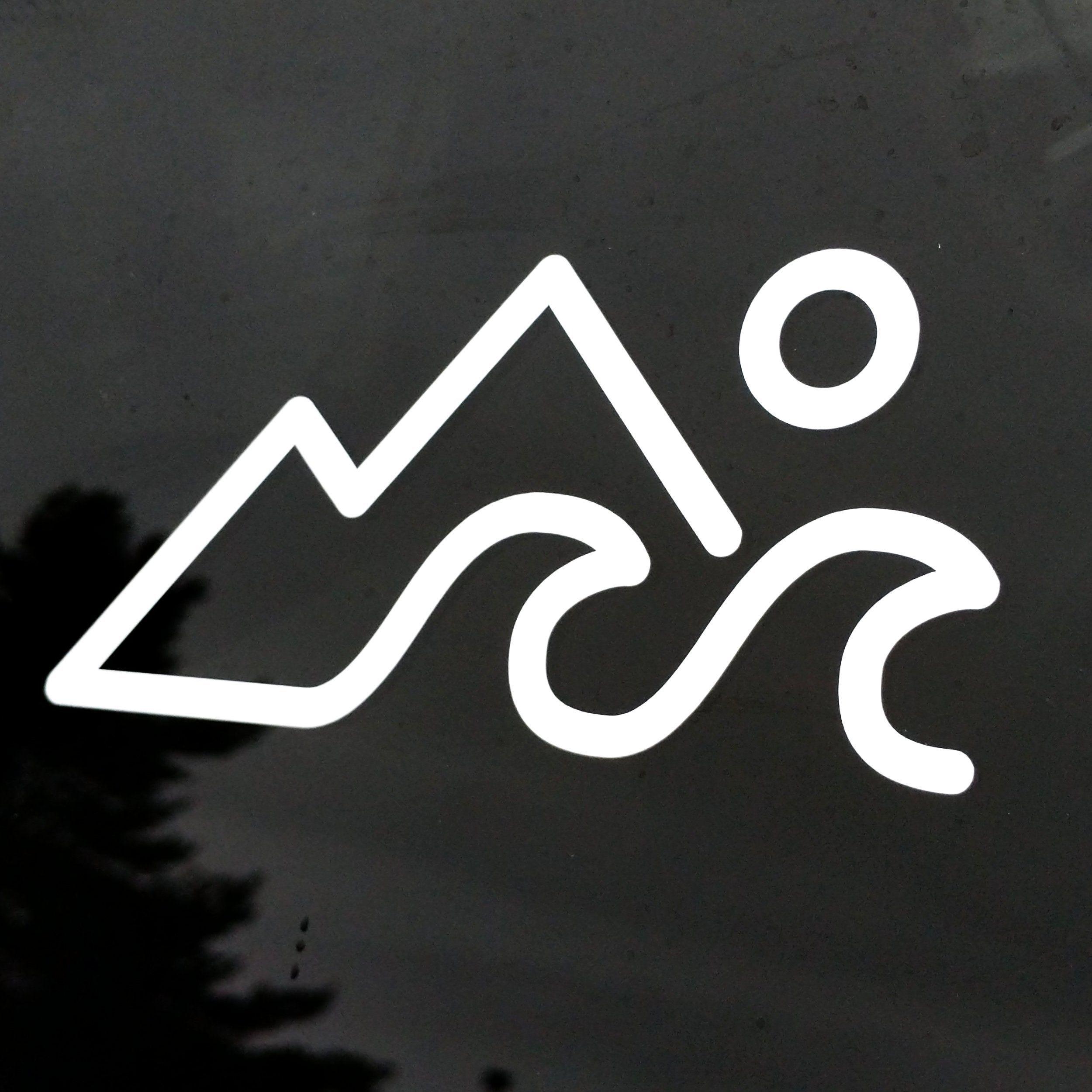Wave and Mountain Logo - Mountains, Wave, Sun Diecut Sticker - Stickers Northwest