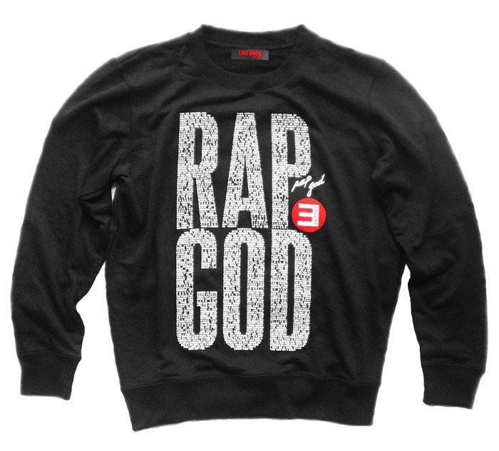 Rap God Logo - Eminem Rap God Lyrics Crewneck Fleece Sweatshirt with Logo Exclusive ...