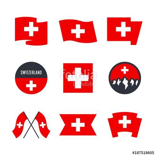 Swiss Flag Logo - Switzerland flag vector icons and logo design elements with