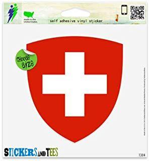 Swiss Flag Logo - American Vinyl Switzerland Flag Sticker Swiss Red Cross