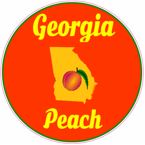 State of Georgia Peach Logo - Georgia Peach State Circle Sticker – U.S. Custom Stickers